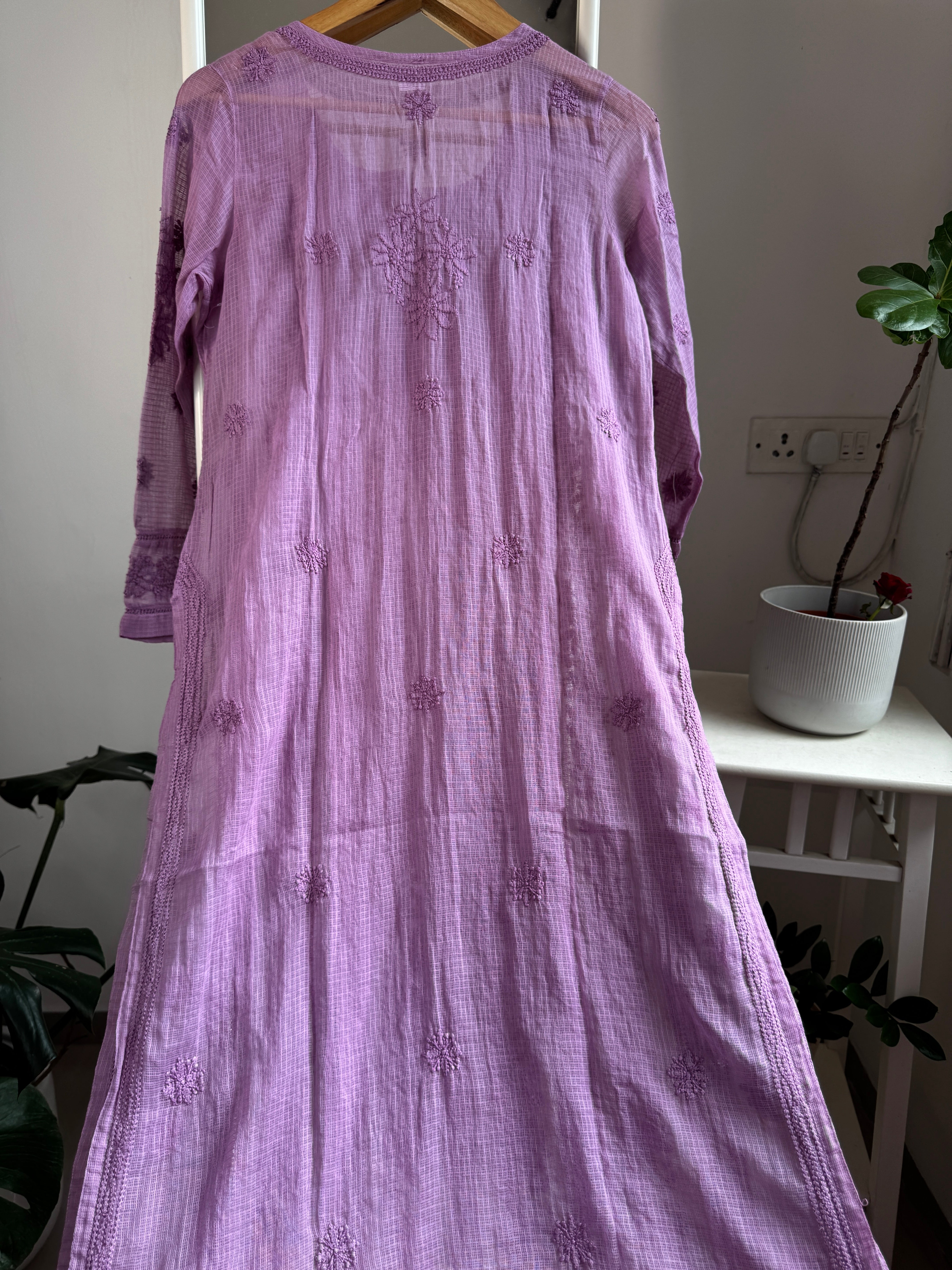 Kota Soft Cotton Chikankari Kurti - Lilac - CHAND Collection ARIAA CHIKANKARI 