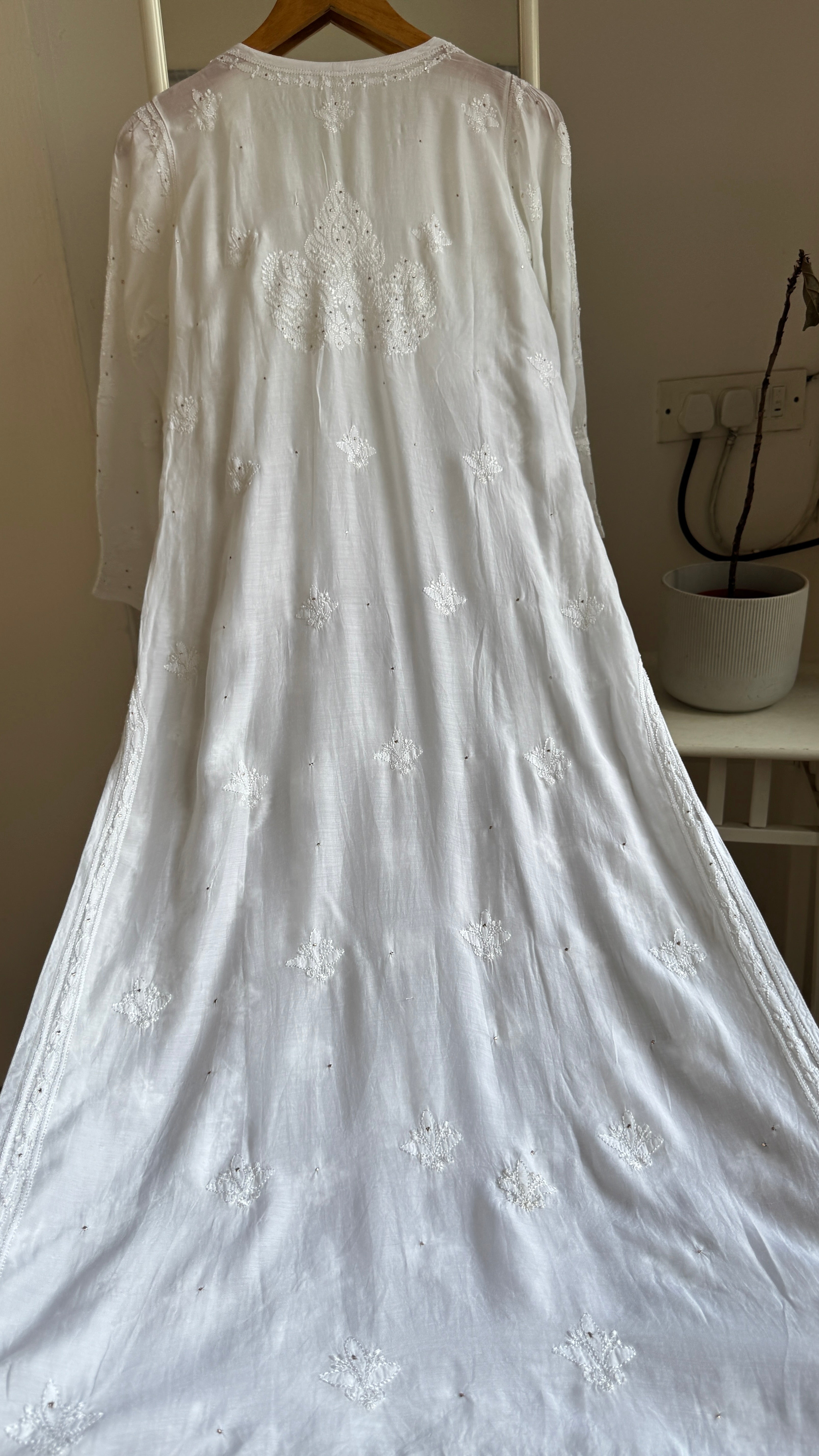 Muslin Chikankari Kurti with Mukaish work - White - Aayat Collection