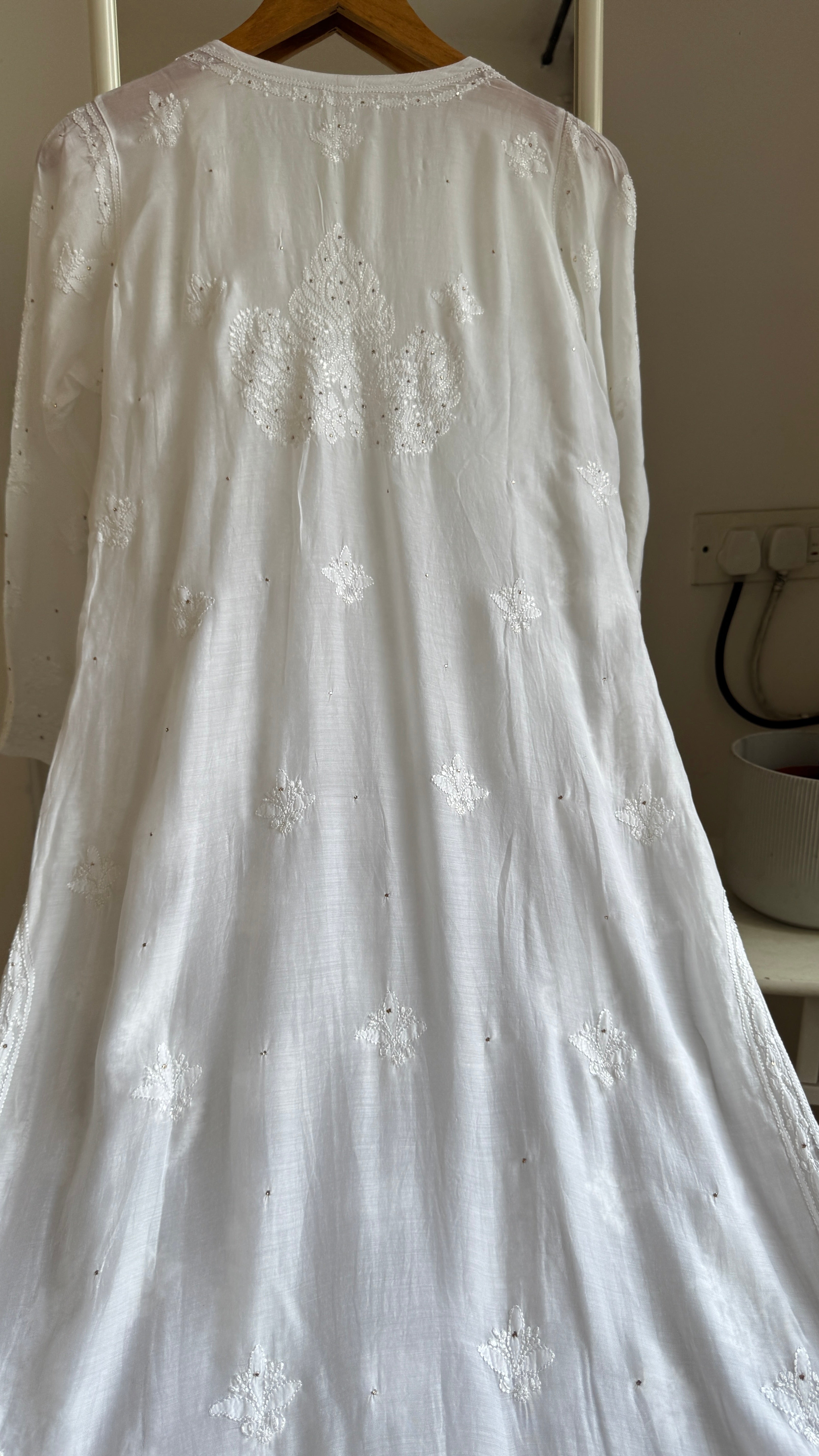 Muslin Chikankari Kurti with Mukaish work - White - Aayat Collection