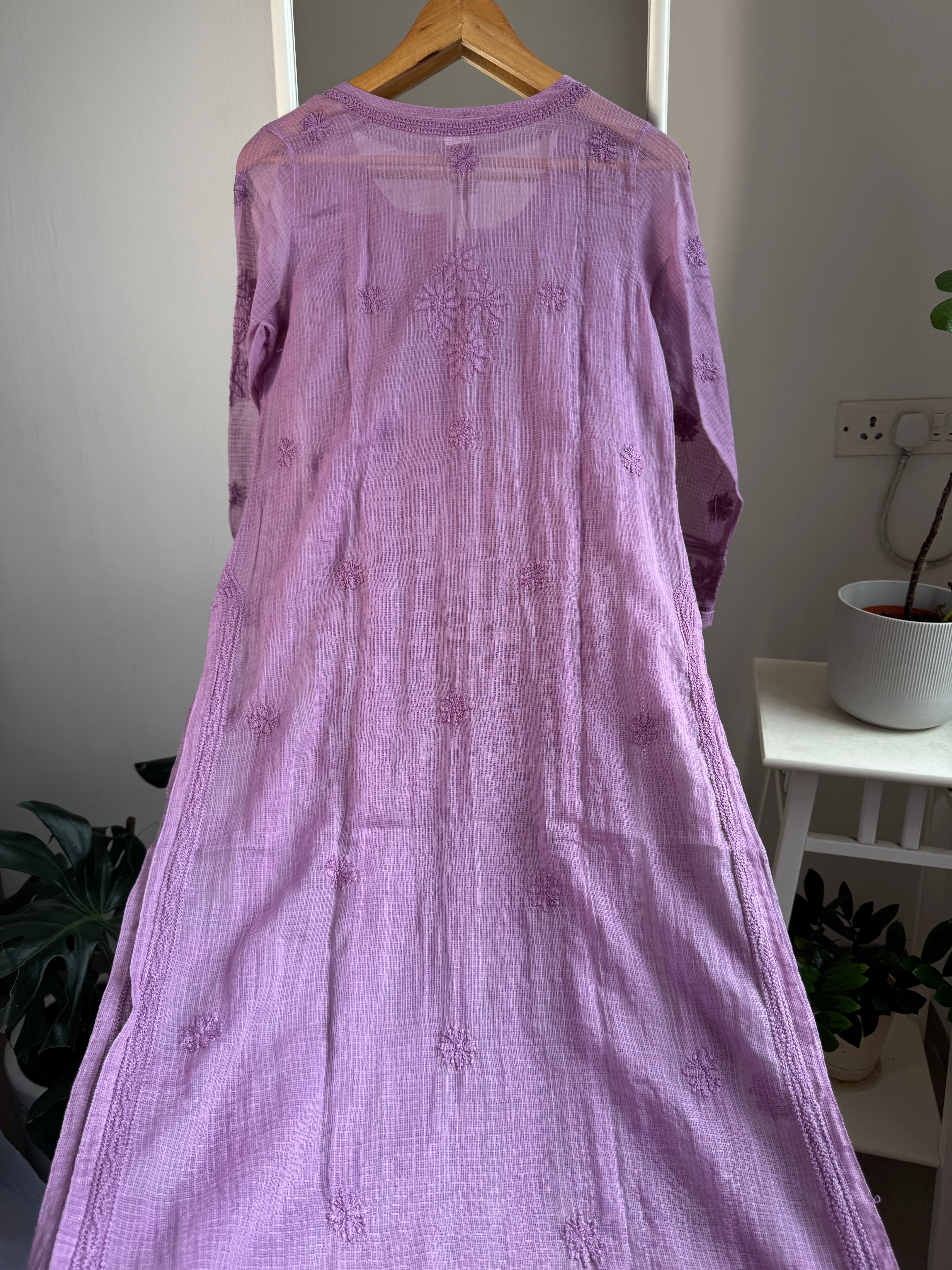 Kota Soft Cotton Chikankari Kurti - Lilac - CHAND Collection ARIAA CHIKANKARI 