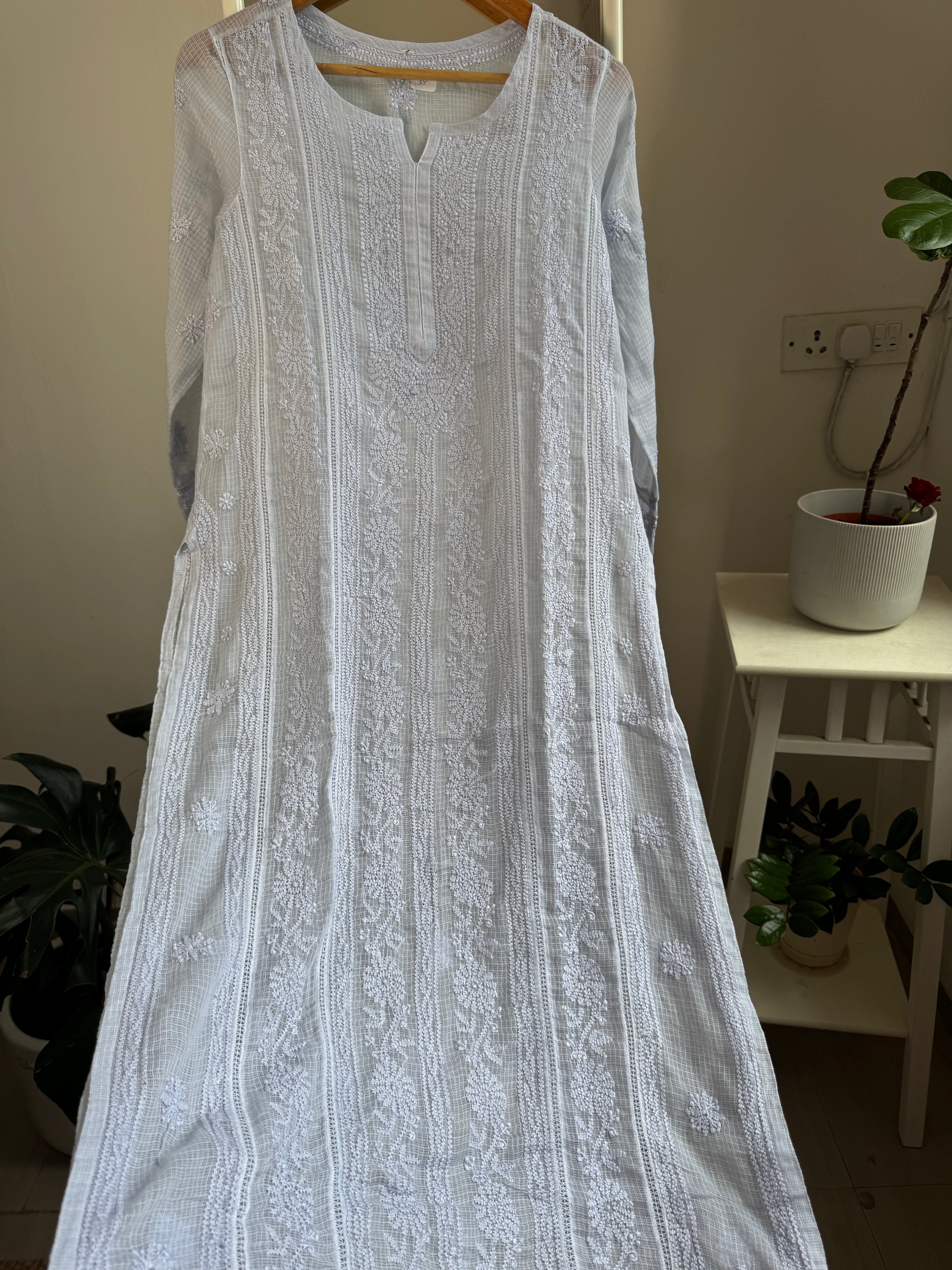 Kota Soft Cotton Chikankari Kurti - Grey - CHAND Collection ARIAA CHIKANKARI 