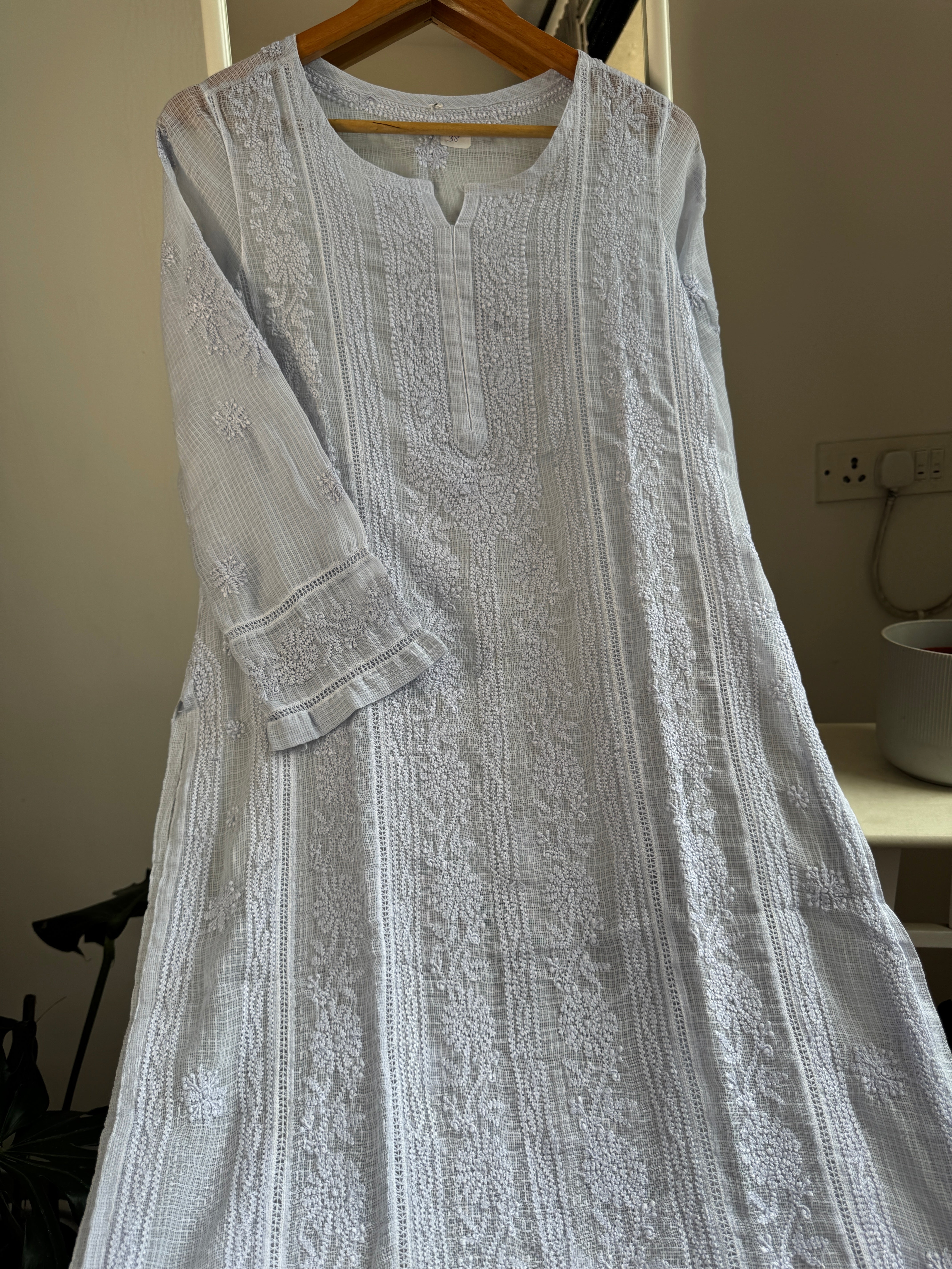 Kota Soft Cotton Chikankari Kurti - Grey - CHAND Collection ARIAA CHIKANKARI 