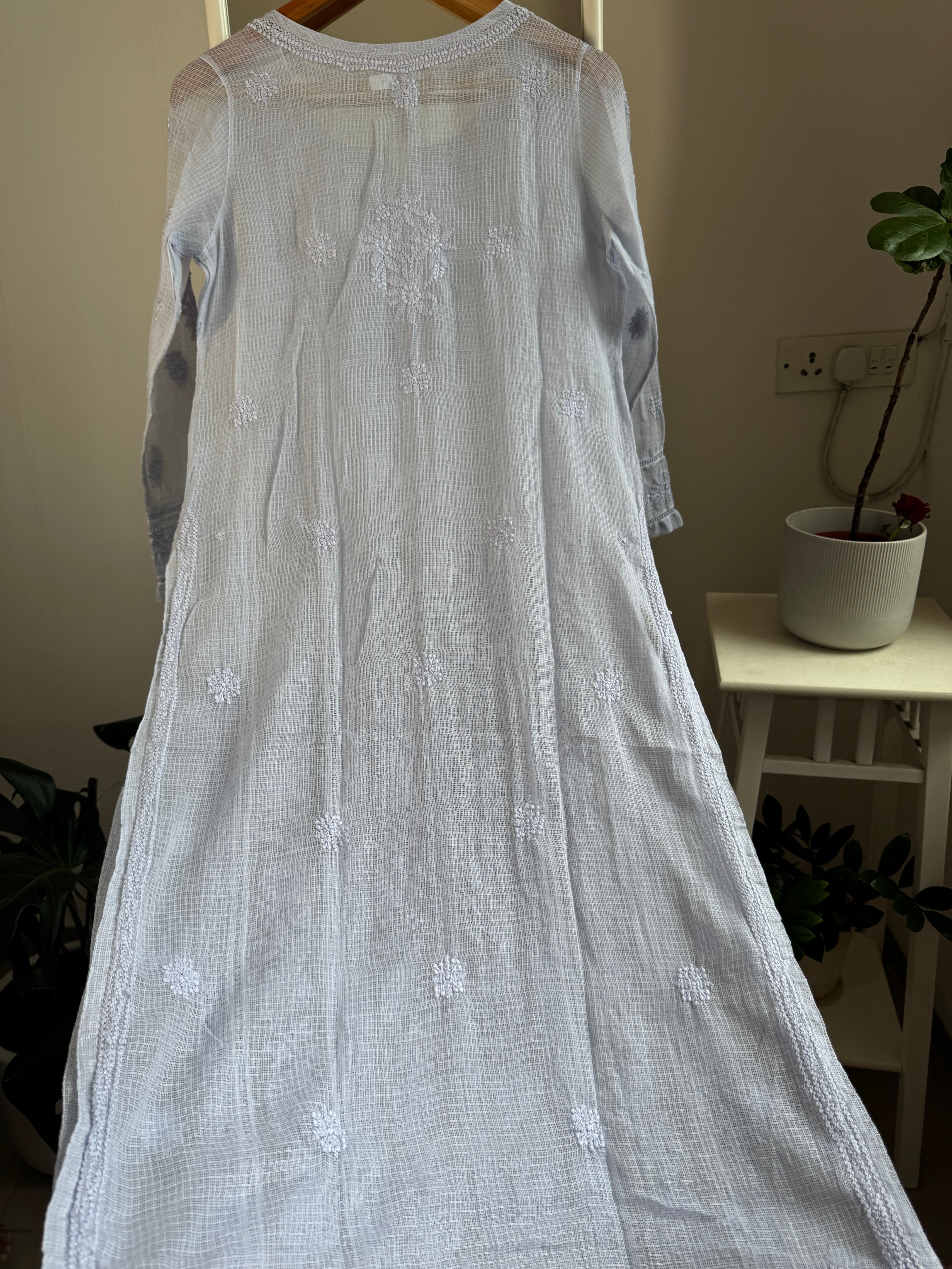 Kota Soft Cotton Chikankari Kurti - Grey - CHAND Collection ARIAA CHIKANKARI 
