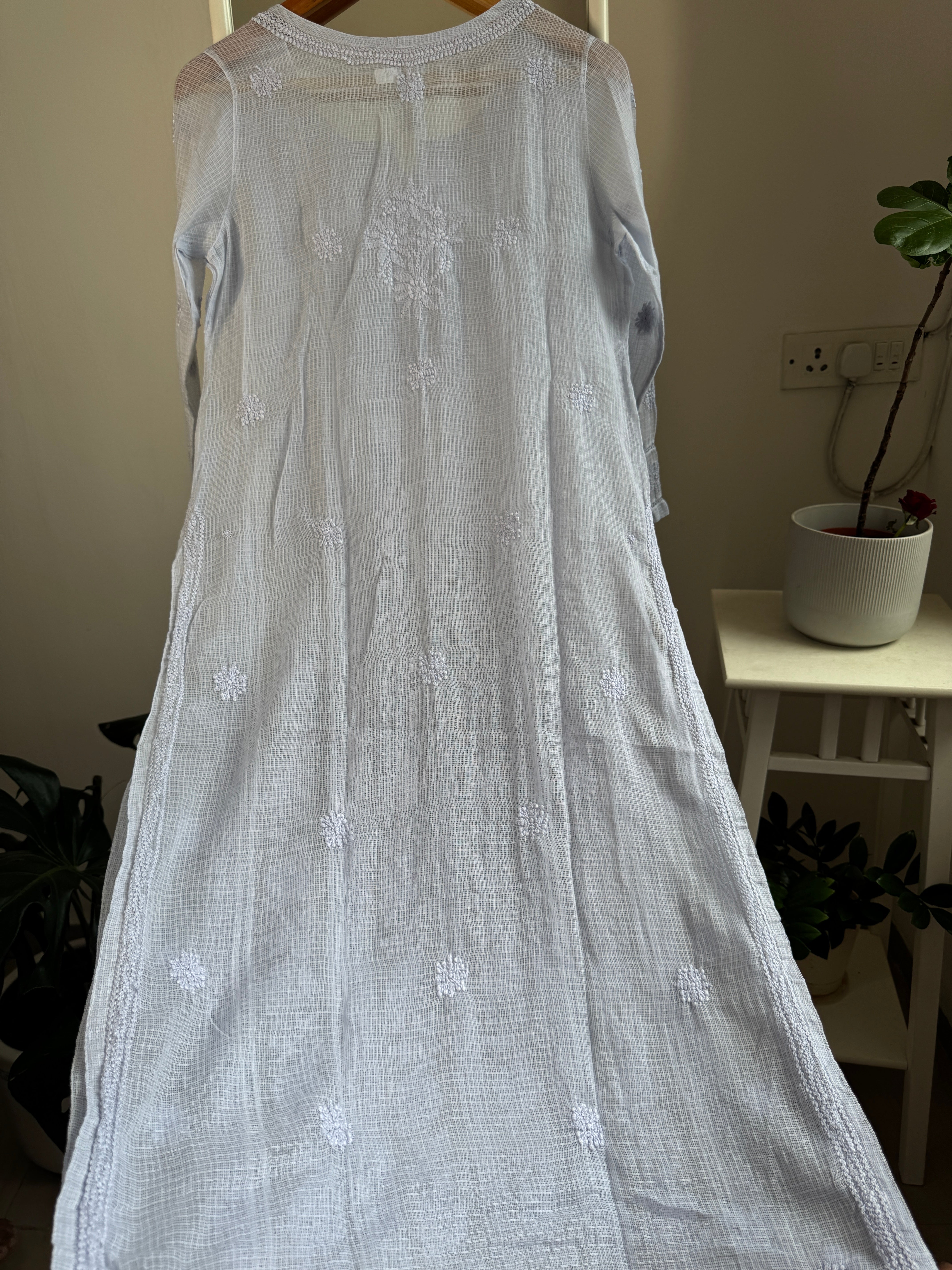 Kota Soft Cotton Chikankari Kurti - Grey - CHAND Collection ARIAA CHIKANKARI 
