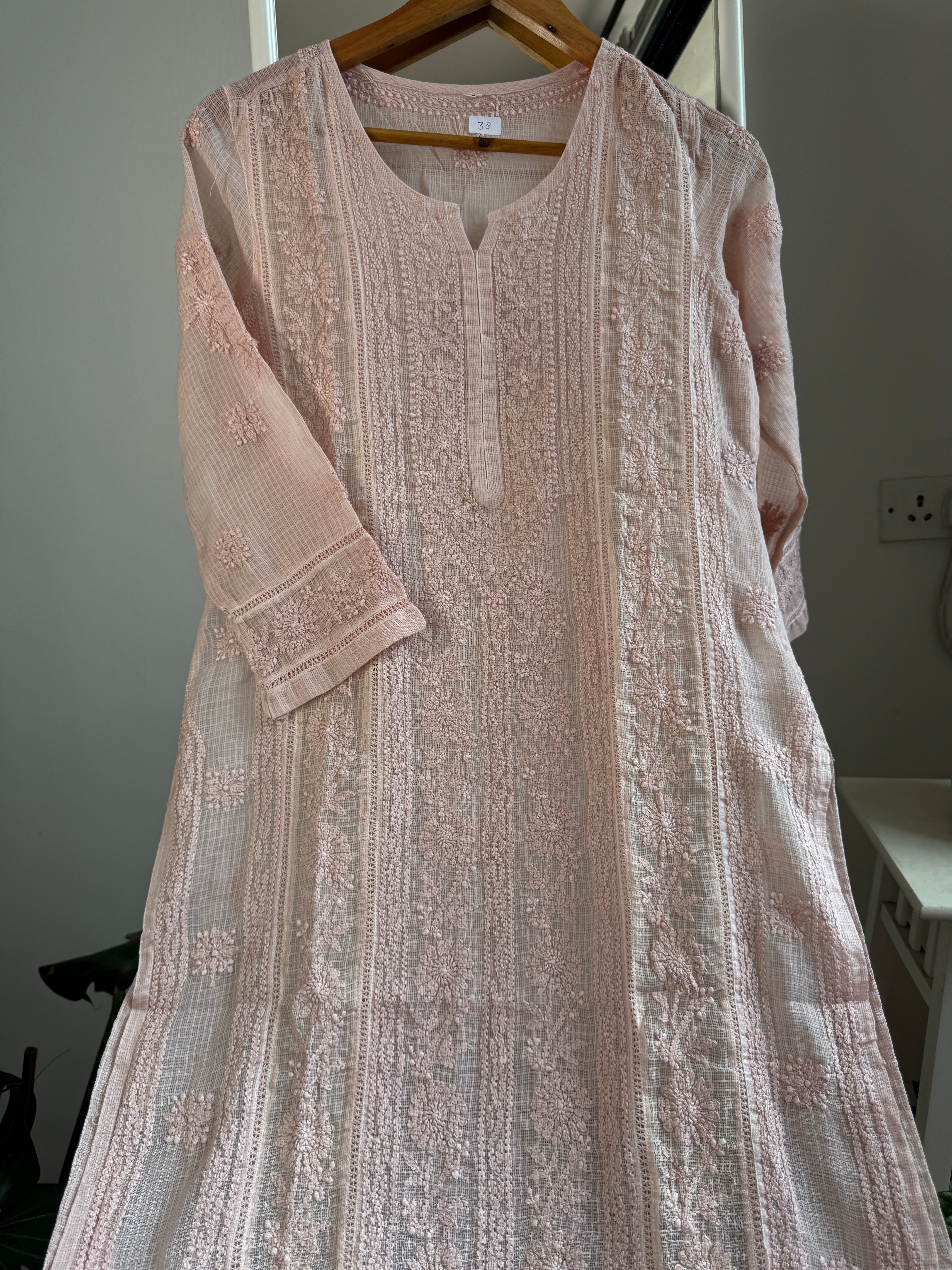 Kota Soft Cotton Chikankari Kurti - Nude Pink - CHAND Collection ARIAA CHIKANKARI 