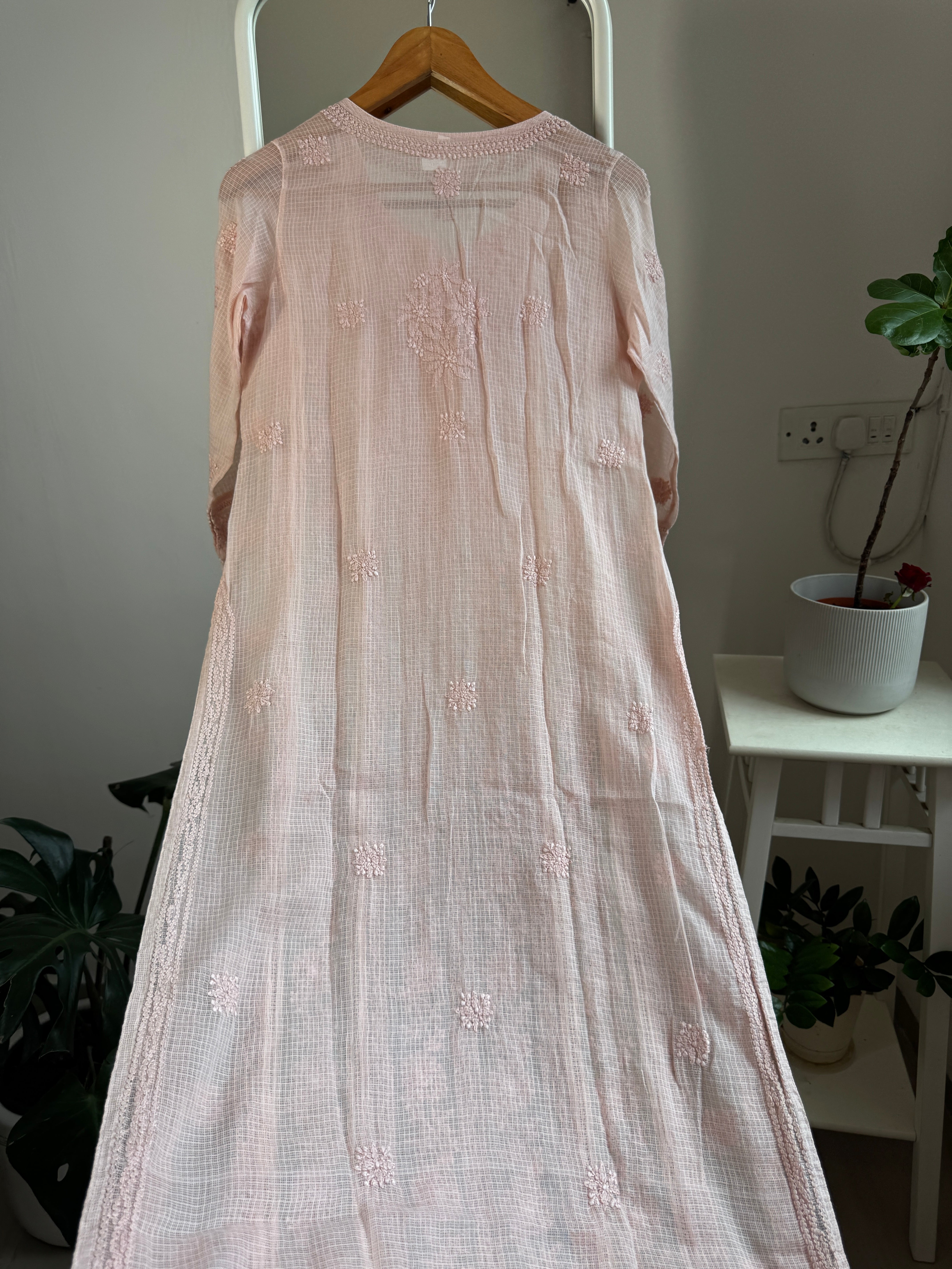 Kota Soft Cotton Chikankari Kurti - Nude Pink - CHAND Collection ARIAA CHIKANKARI 